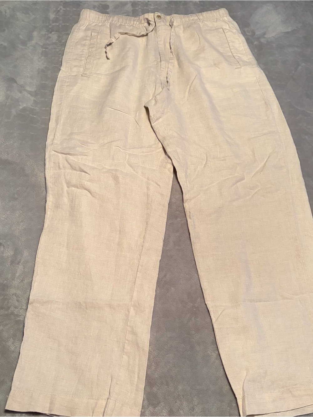 Islander women’s  Drawstring Linen Chinos - Light Beige